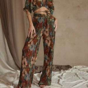 12th Tribe Kaia Multicolor Metallic Floral Pant Size XSXS